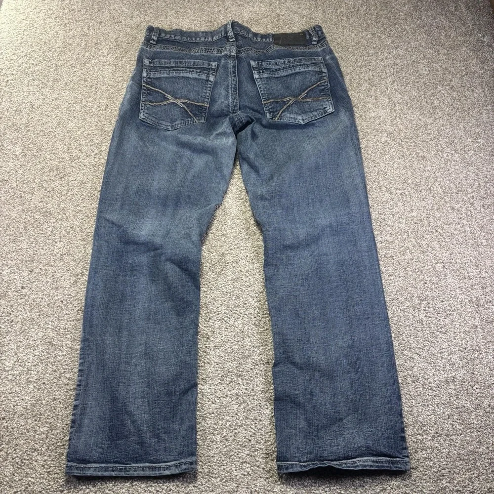 Axel Slim Boot Jeans Mens 34x30 Blue Medium Wash Slim Bootcut Denim Distressed